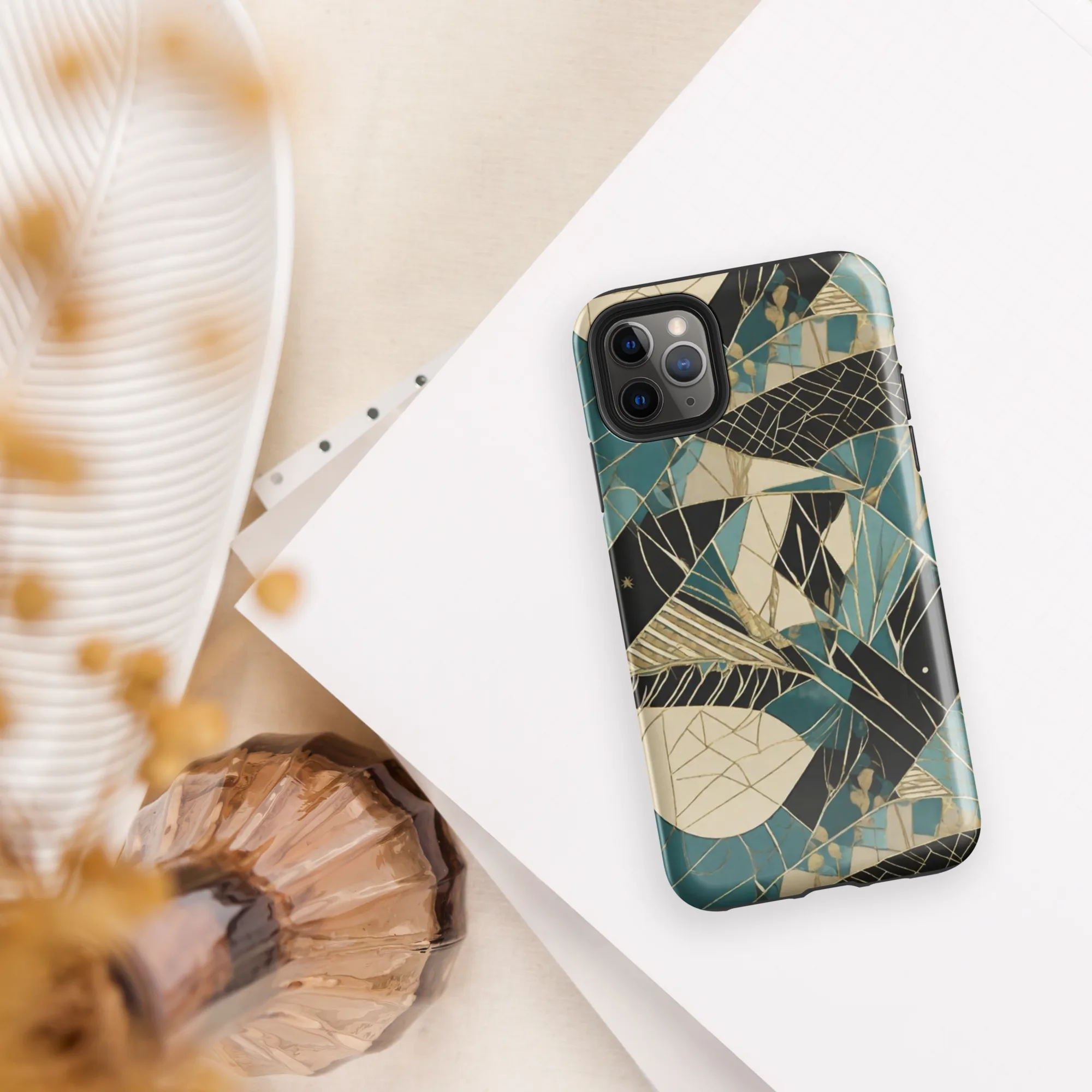 Teal Noir Mosaic on Tough Case for iPhone® — Front