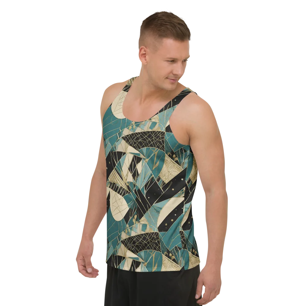 Teal Noir Mosaic on Men's Tank Top — Left Front