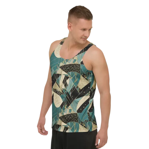 Teal Noir Mosaic on a Men's Tank Top