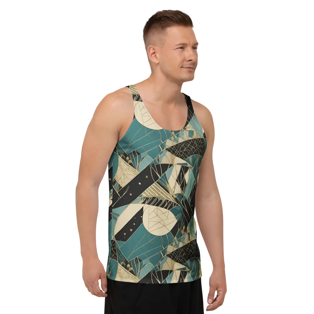 Teal Noir Mosaic on Men's Tank Top — Right Front
