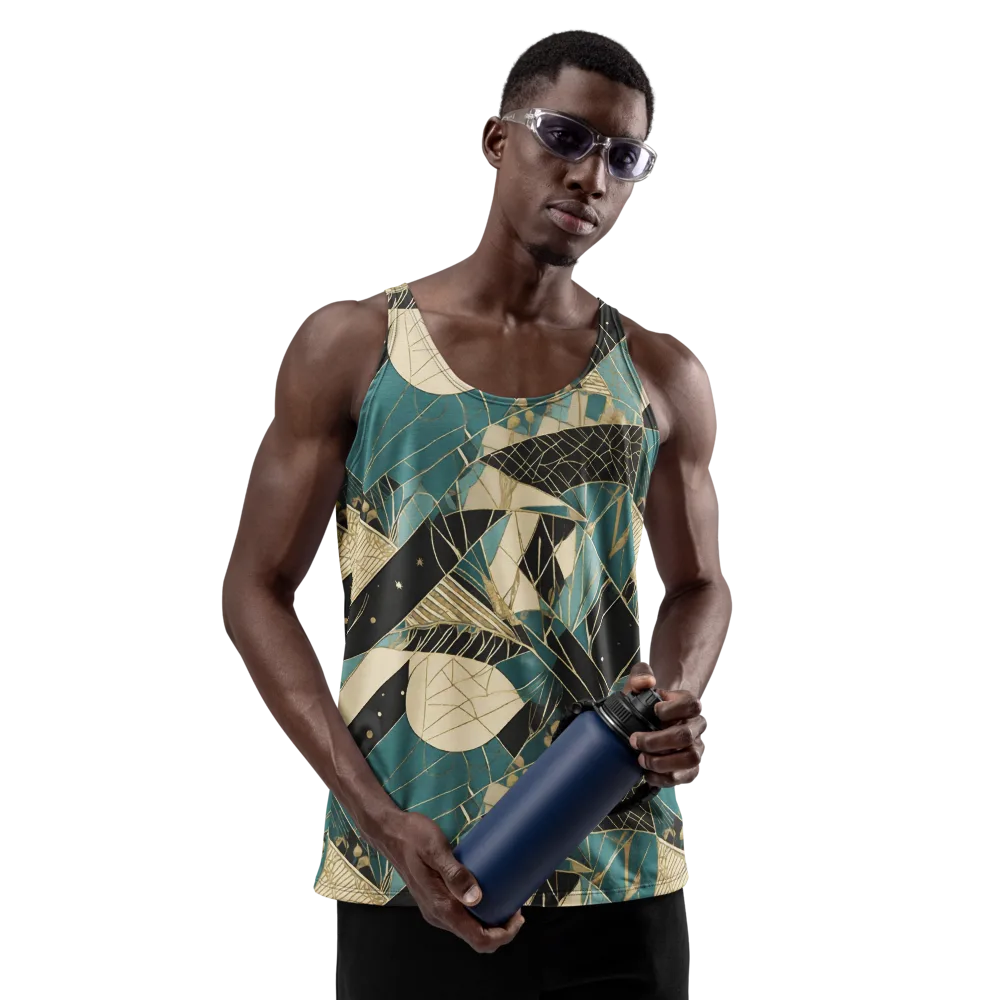 Teal Noir Mosaic on Men's Tank Top — Front
