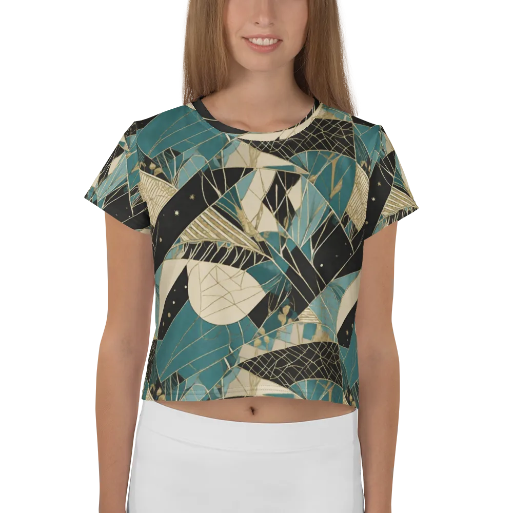 Teal Noir Mosaic on Crop Tee — Front