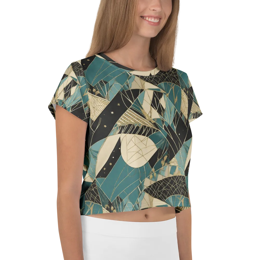 Teal Noir Mosaic on Crop Tee — Right