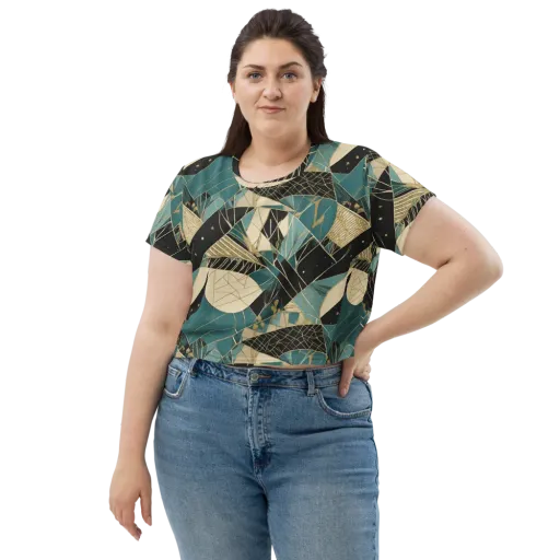Teal Noir Mosaic on a Crop Tee
