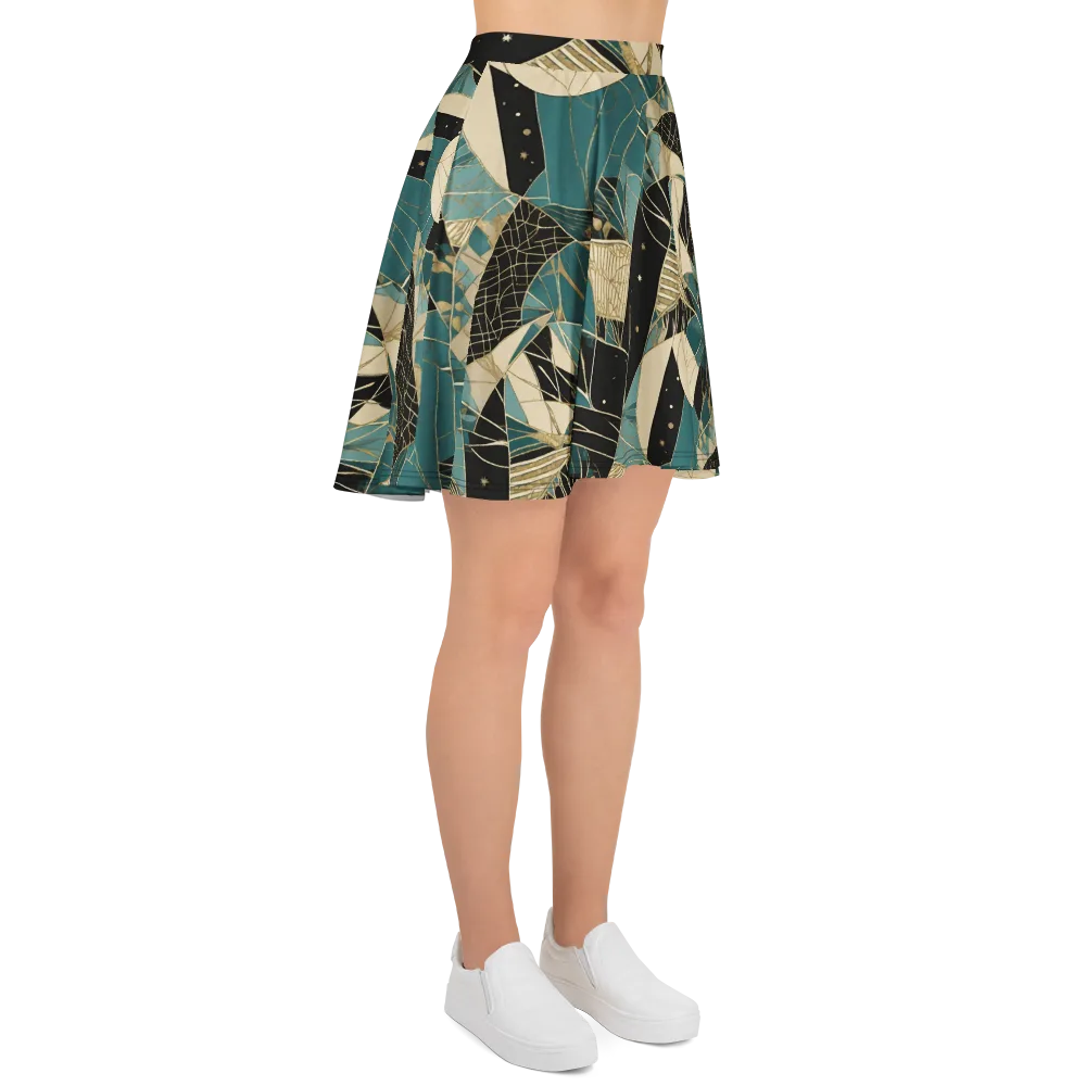 Teal Noir Mosaic on Skater Skirt — Right