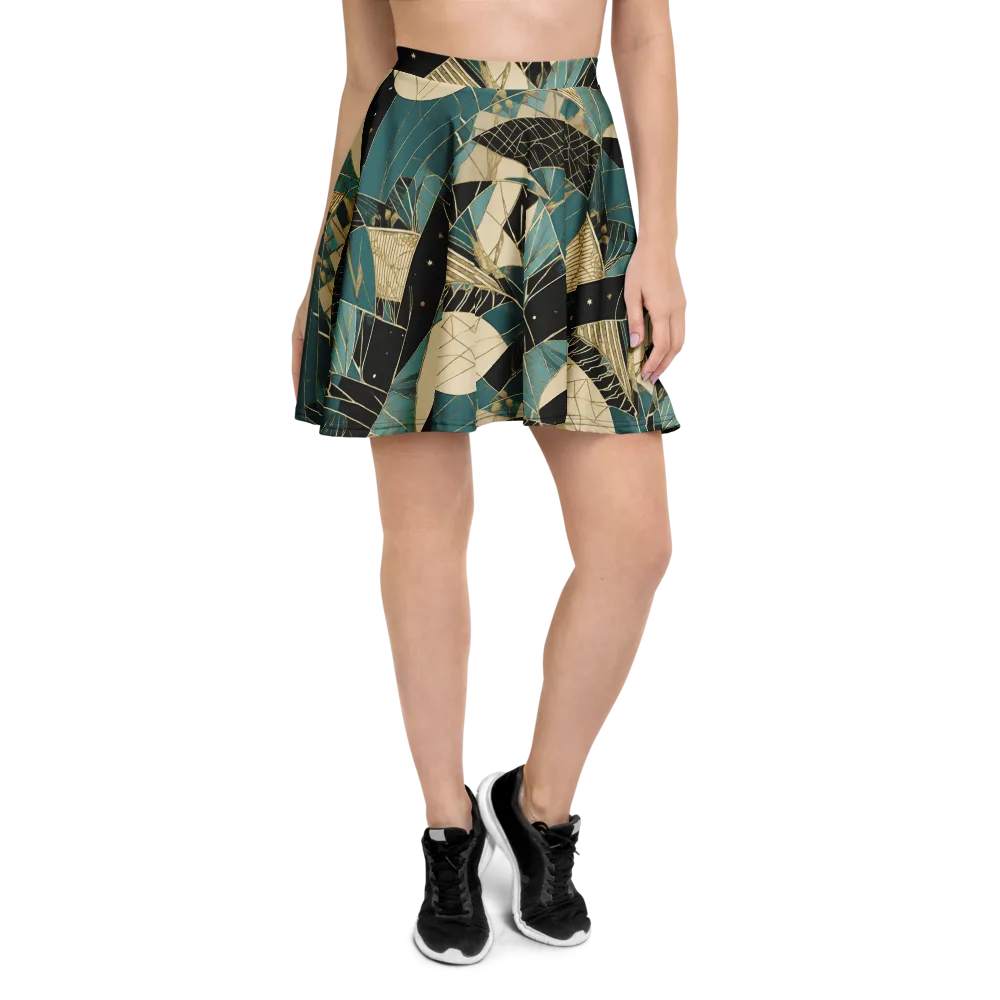 Teal Noir Mosaic on Skater Skirt — Front