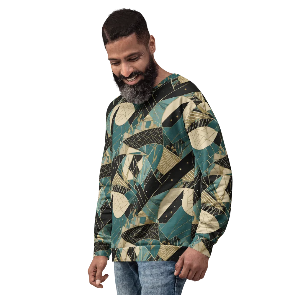 Teal Noir Mosaic on Sweatshirt — Left Front