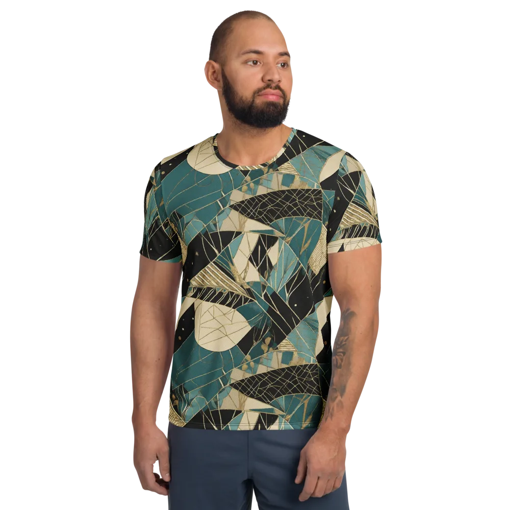 Teal Noir Mosaic on Men's Athletic T-Shirt — Front