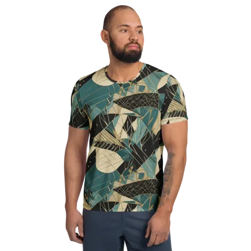 Teal Noir Mosaic on a Men's Athletic T-Shirt