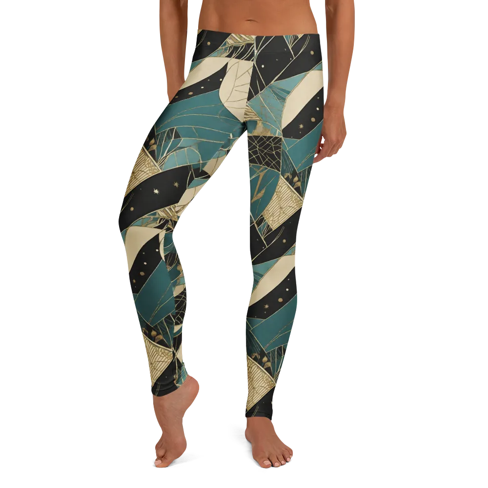 Teal Noir Mosaic on Leggings — Front