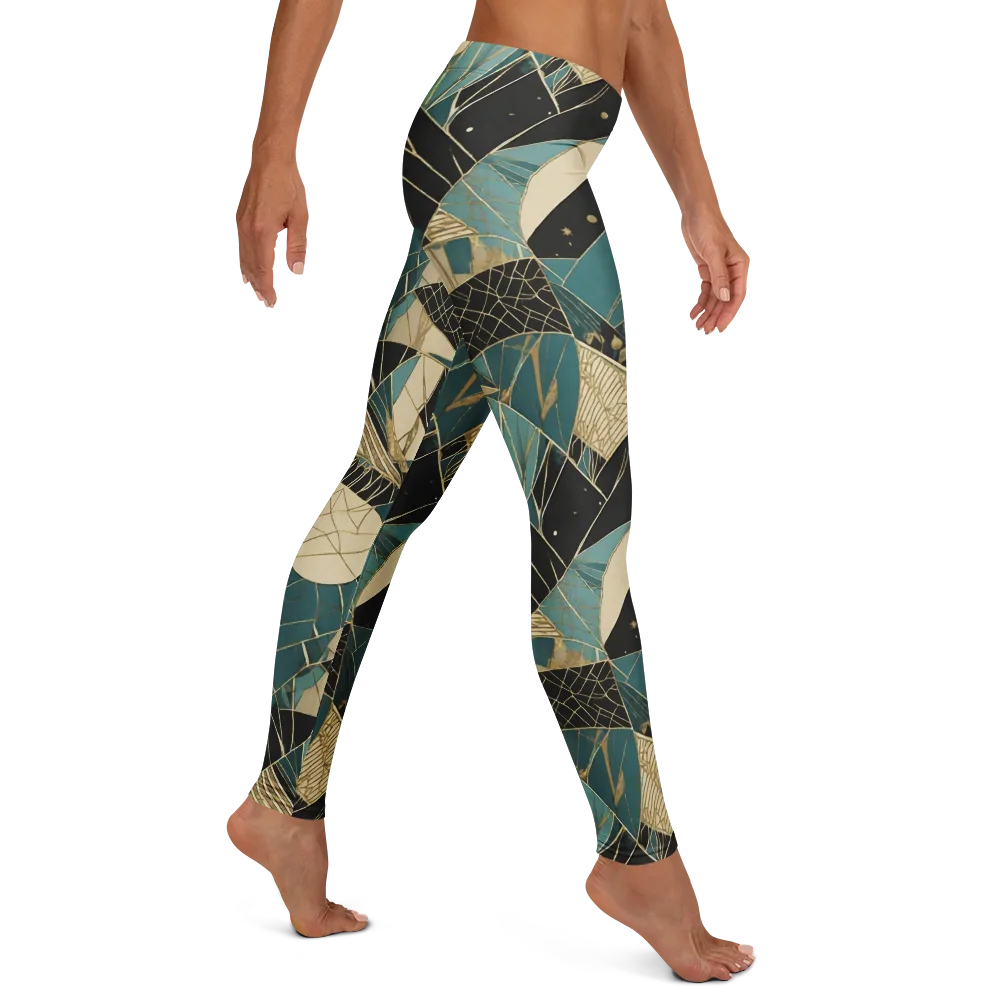 Teal Noir Mosaic on Leggings — Right