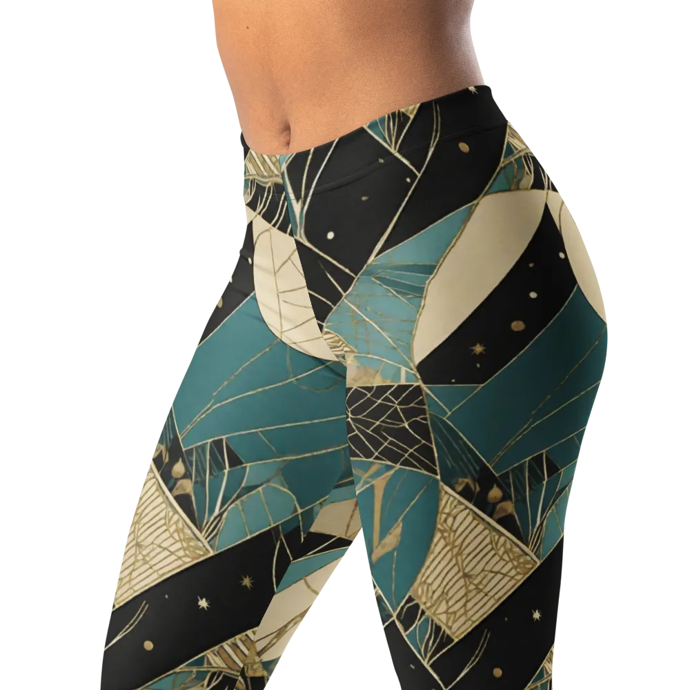 Teal Noir Mosaic on Leggings — Left Front