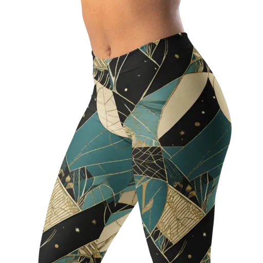 Teal Noir Mosaic on a Leggings