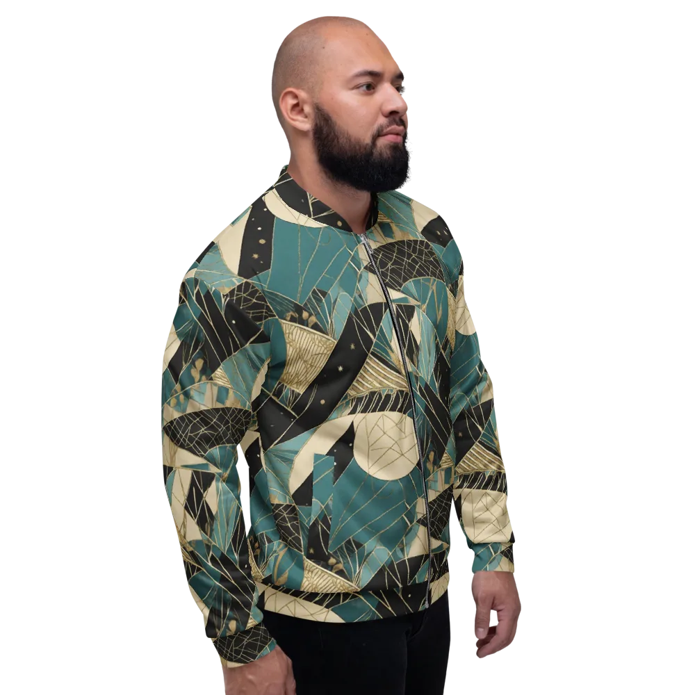 Teal Noir Mosaic on Bomber Jacket — Right