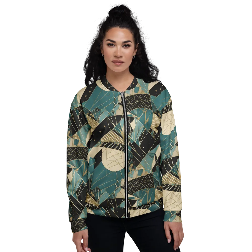 Teal Noir Mosaic on Bomber Jacket — Front