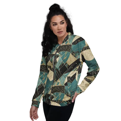 Teal Noir Mosaic on a Bomber Jacket