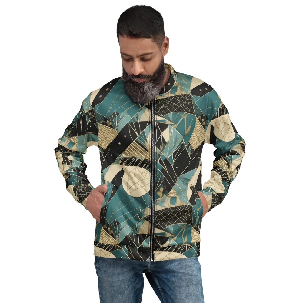 Teal Noir Mosaic on Bomber Jacket — Front