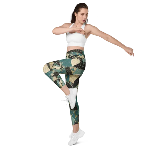 Teal Noir Mosaic on a Leggings with Pockets