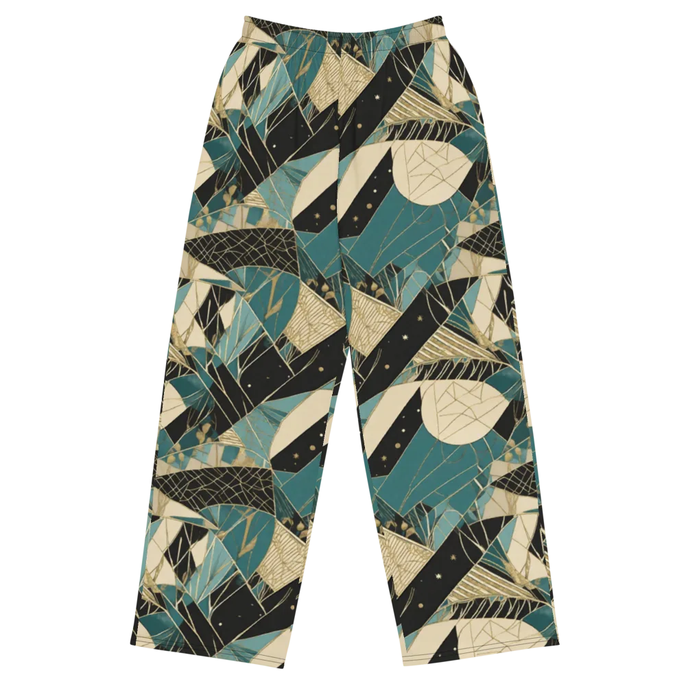 Teal Noir Mosaic on Wide-Leg Pants — Front