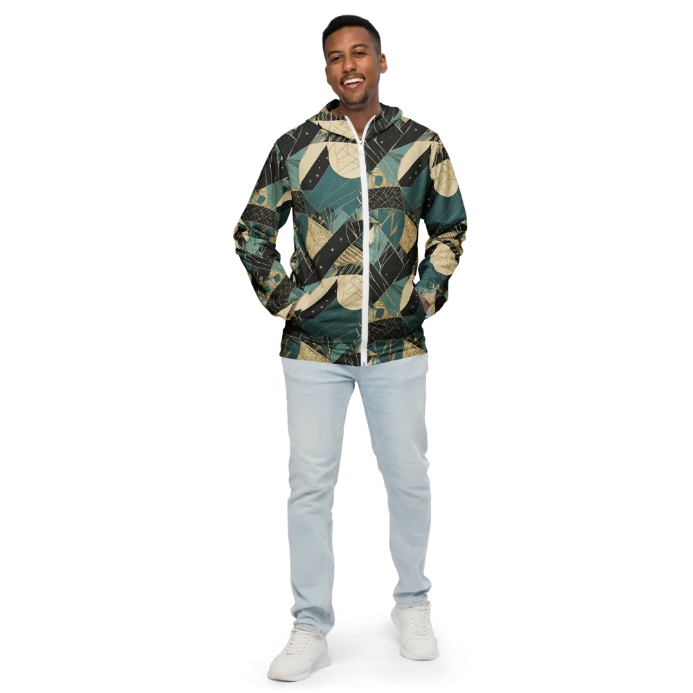 Teal Noir Mosaic on Men's Windbreaker — Front