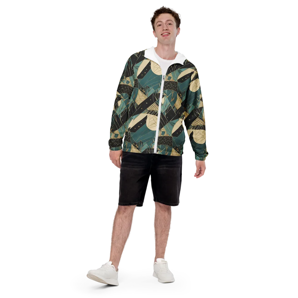 Teal Noir Mosaic on Men's Windbreaker — Front