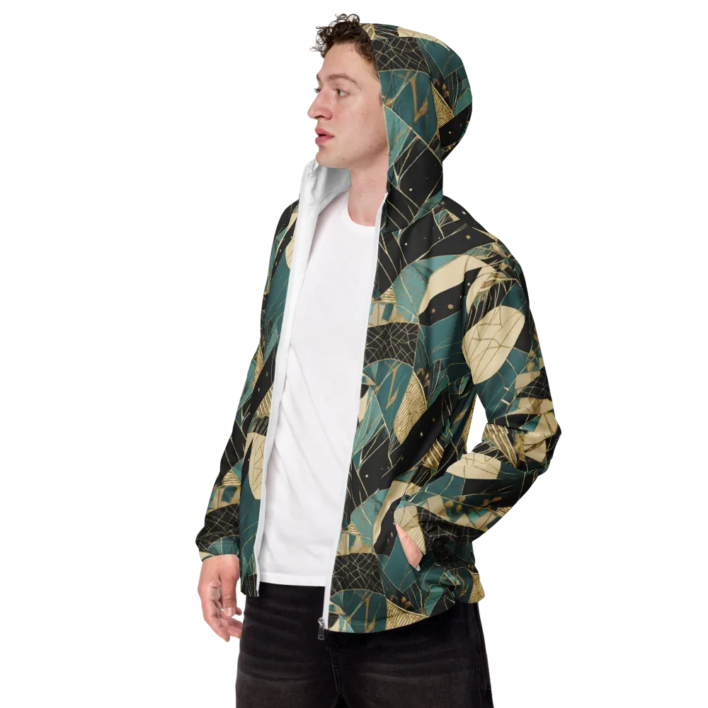 Teal Noir Mosaic on Men's Windbreaker — Left Front