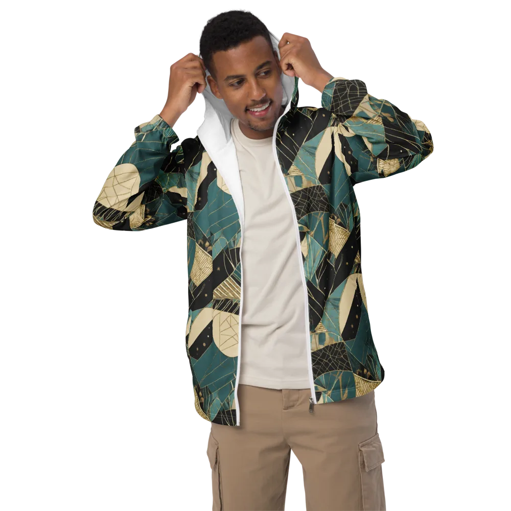 Teal Noir Mosaic on Men's Windbreaker — Front