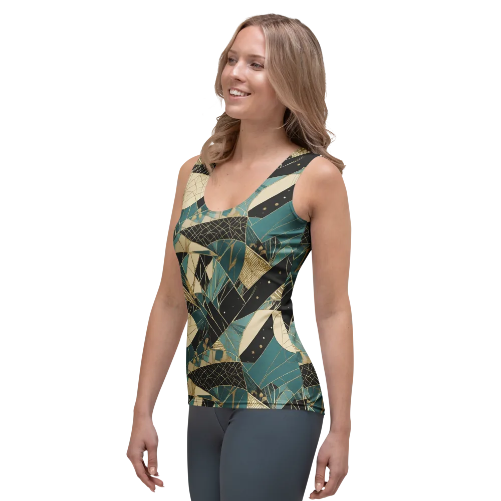 Teal Noir Mosaic on Women's Tank Top — Left Front