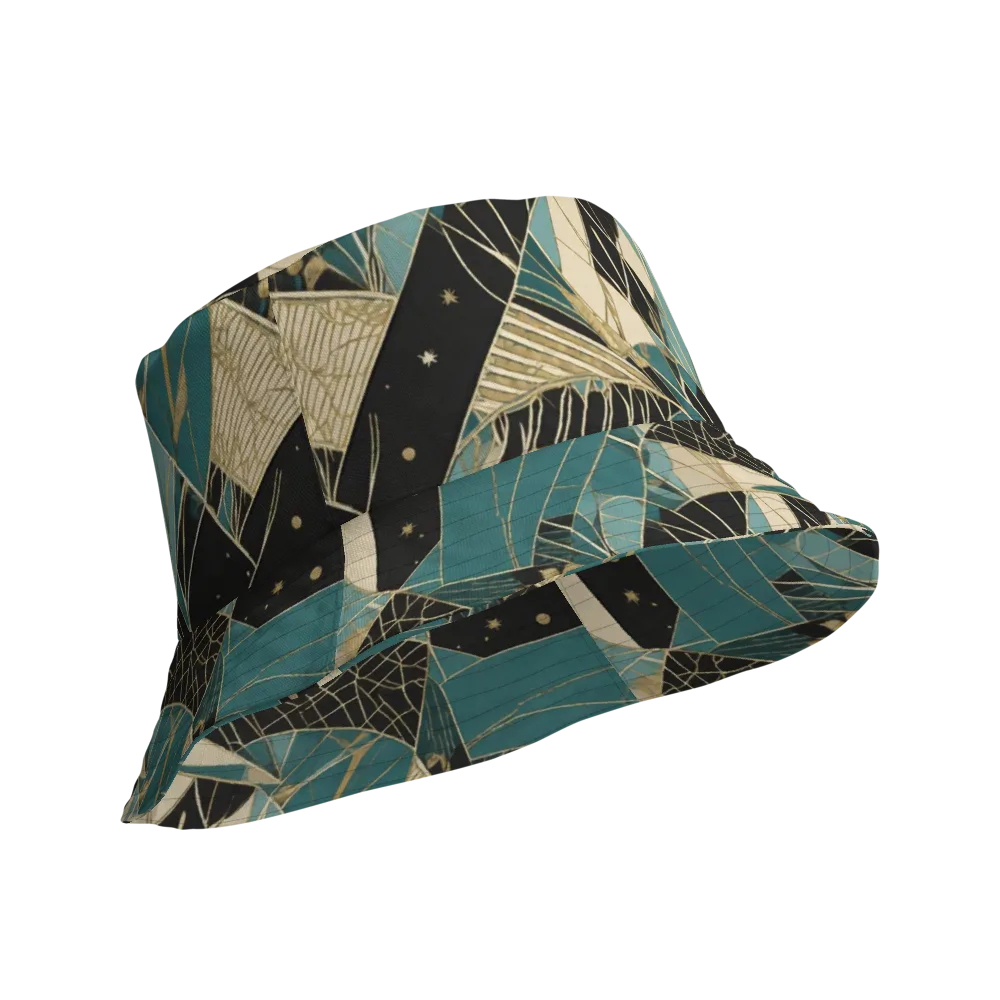 Teal Noir Mosaic on Reversible Bucket Hat — Product details Outside
