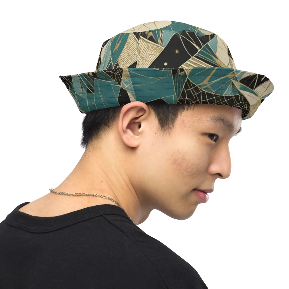 Teal Noir Mosaic on Reversible Bucket Hat — Right Outside