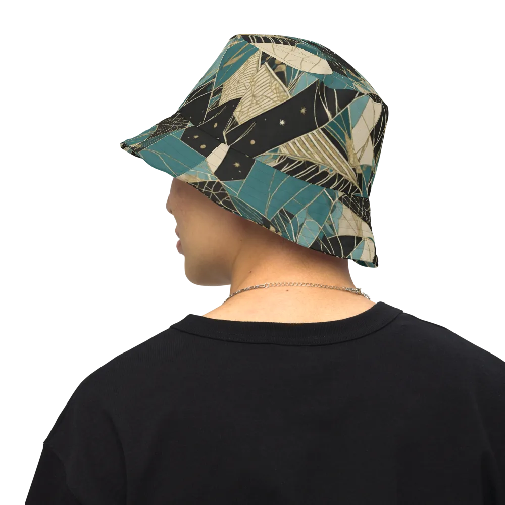 Teal Noir Mosaic on Reversible Bucket Hat — Back Inside