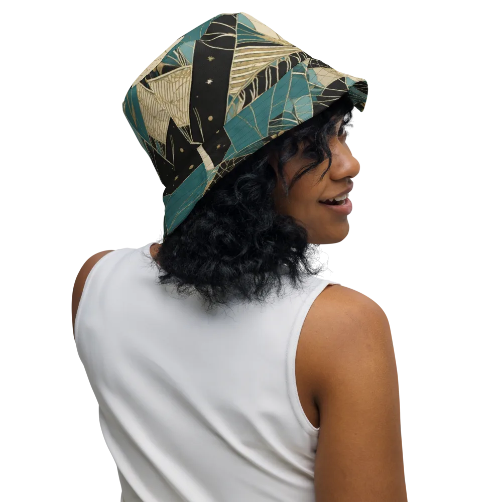 Teal Noir Mosaic on Reversible Bucket Hat — Right Outside