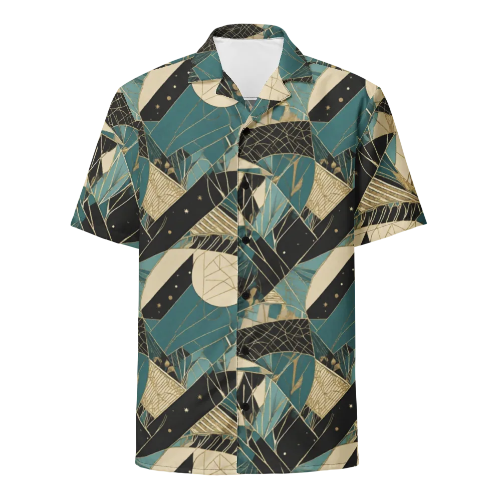 Teal Noir Mosaic on Button Shirt — Front