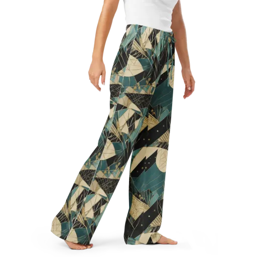 Teal Noir Mosaic on a Women's Pajama Pants