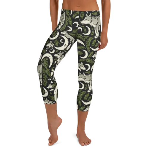 Lunar Pine Howl on a Capri Leggings