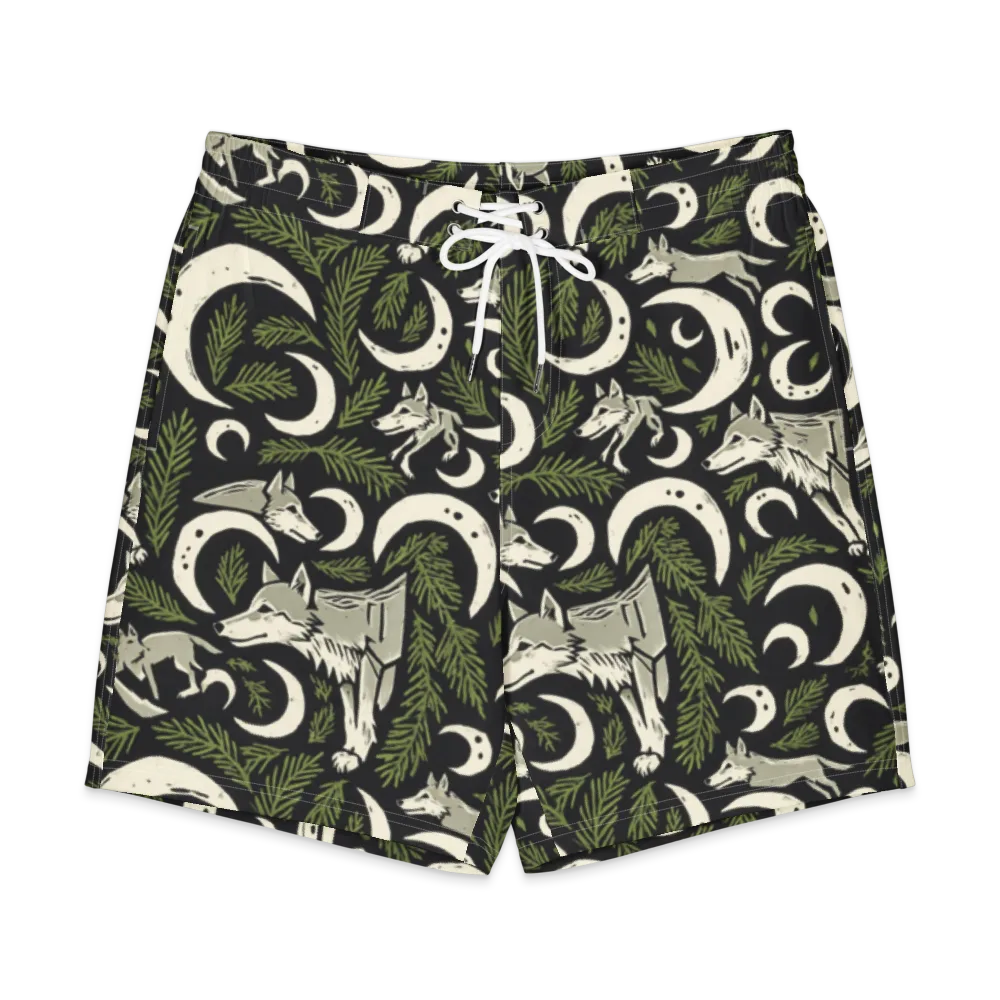 Lunar Pine Howl on Men's Board Shorts — Front