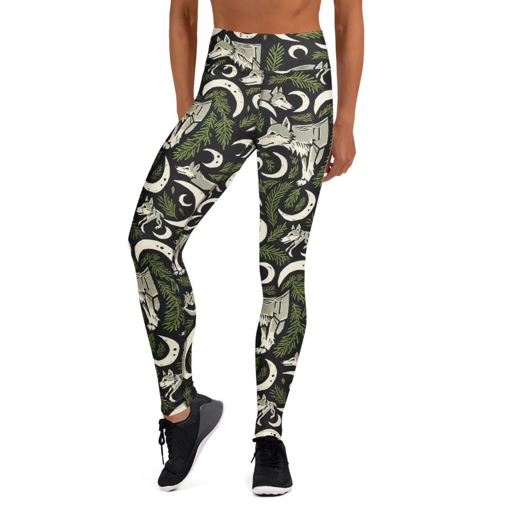 Lunar Pine Howl on Yoga Leggings — Front