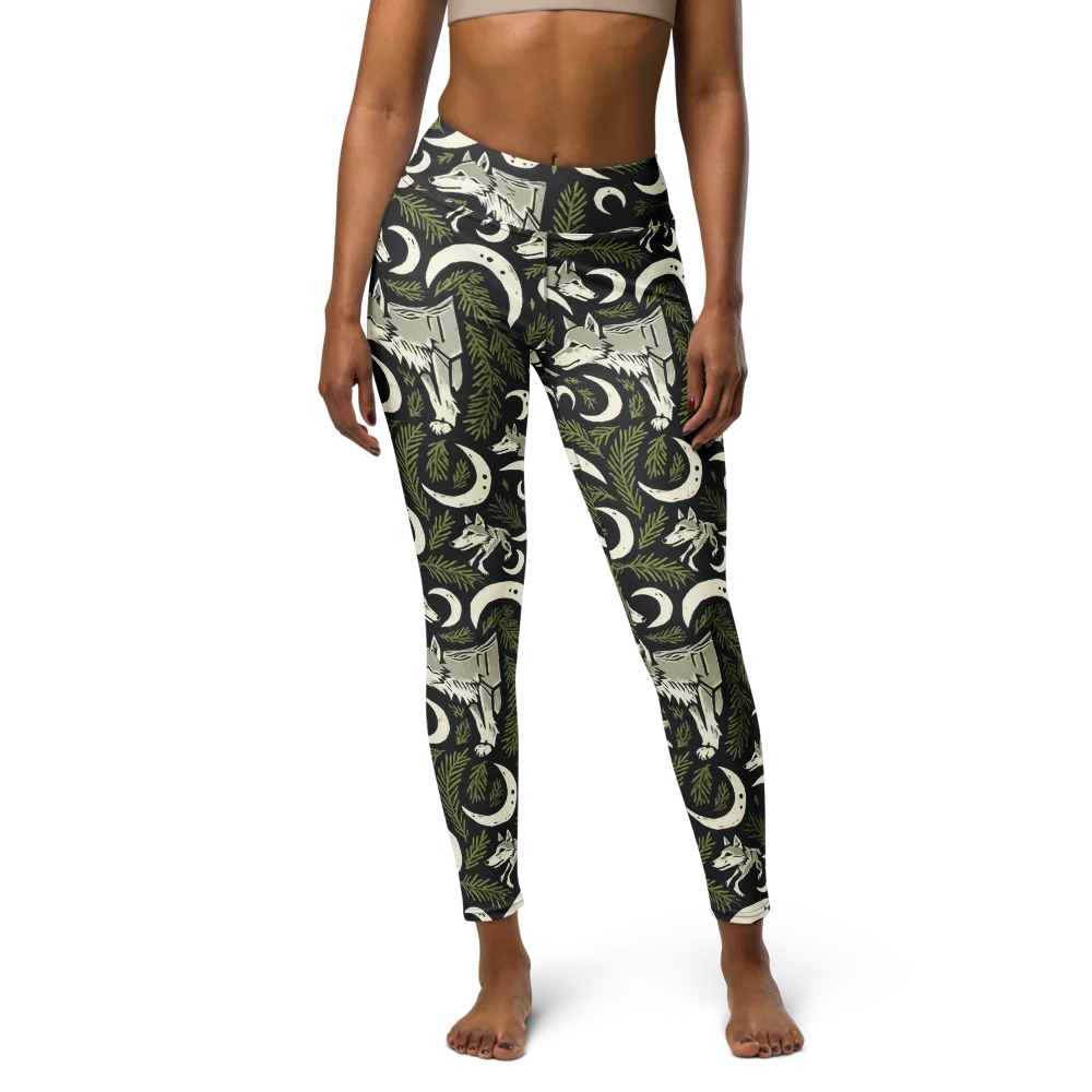 Lunar Pine Howl on Yoga Leggings — Front