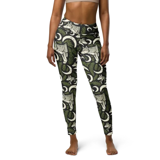 Lunar Pine Howl on a Yoga Leggings