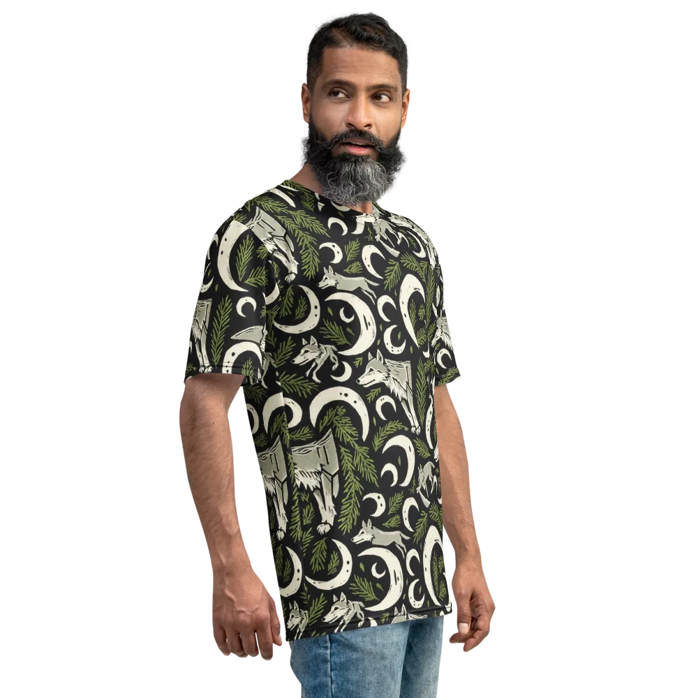 Lunar Pine Howl on Men's Crew Neck T-Shirt — Right