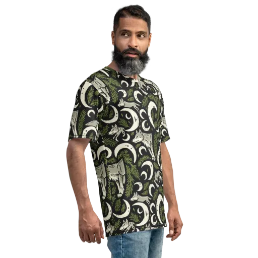 Lunar Pine Howl on a Men's Crew Neck T-Shirt