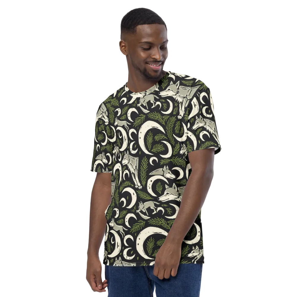 Lunar Pine Howl on Men's Crew Neck T-Shirt — Left
