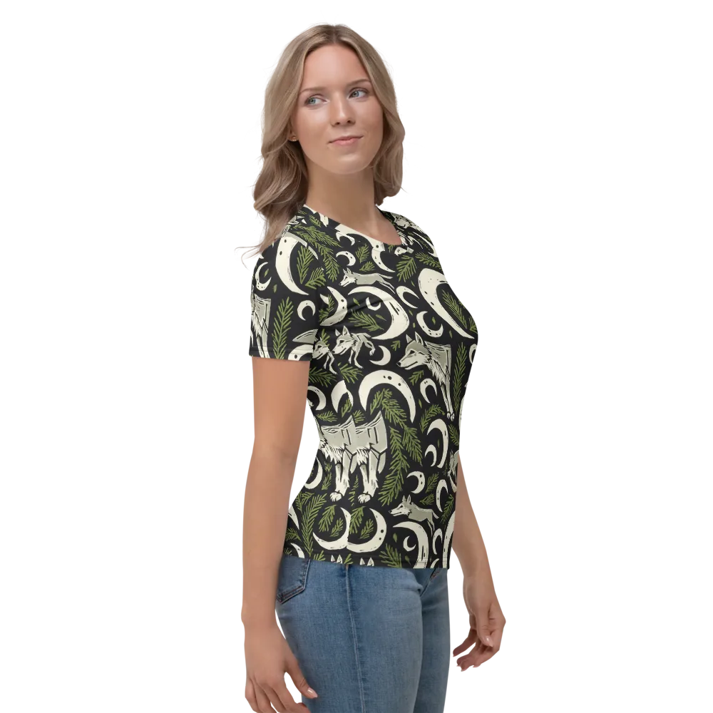 Lunar Pine Howl on Women's Crew Neck T-Shirt — Right