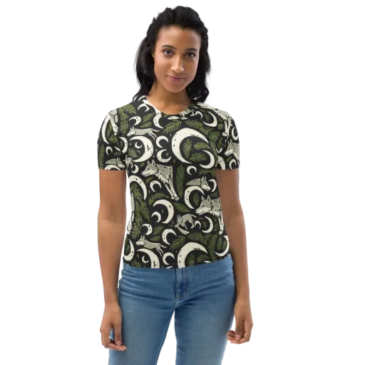 Lunar Pine Howl on a Women's Crew Neck T-Shirt