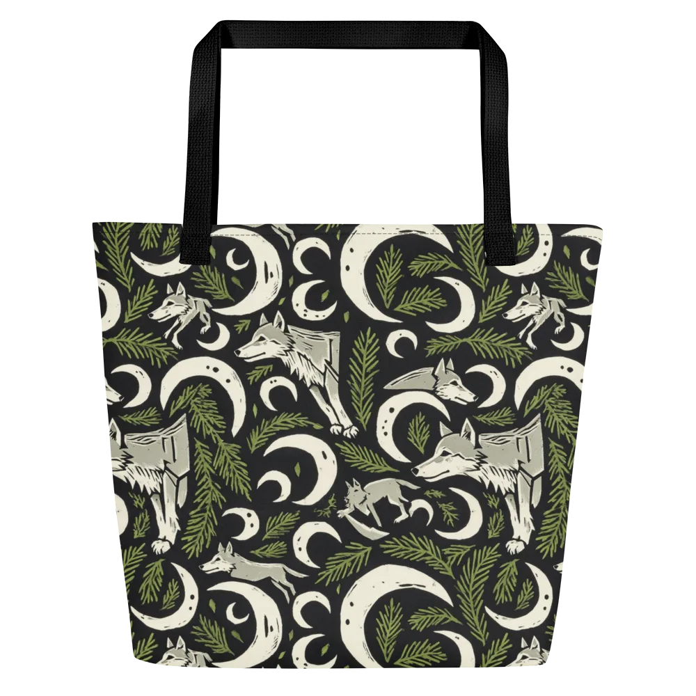 Lunar Pine Howl on Large Tote Bag W/ Pocket — Front