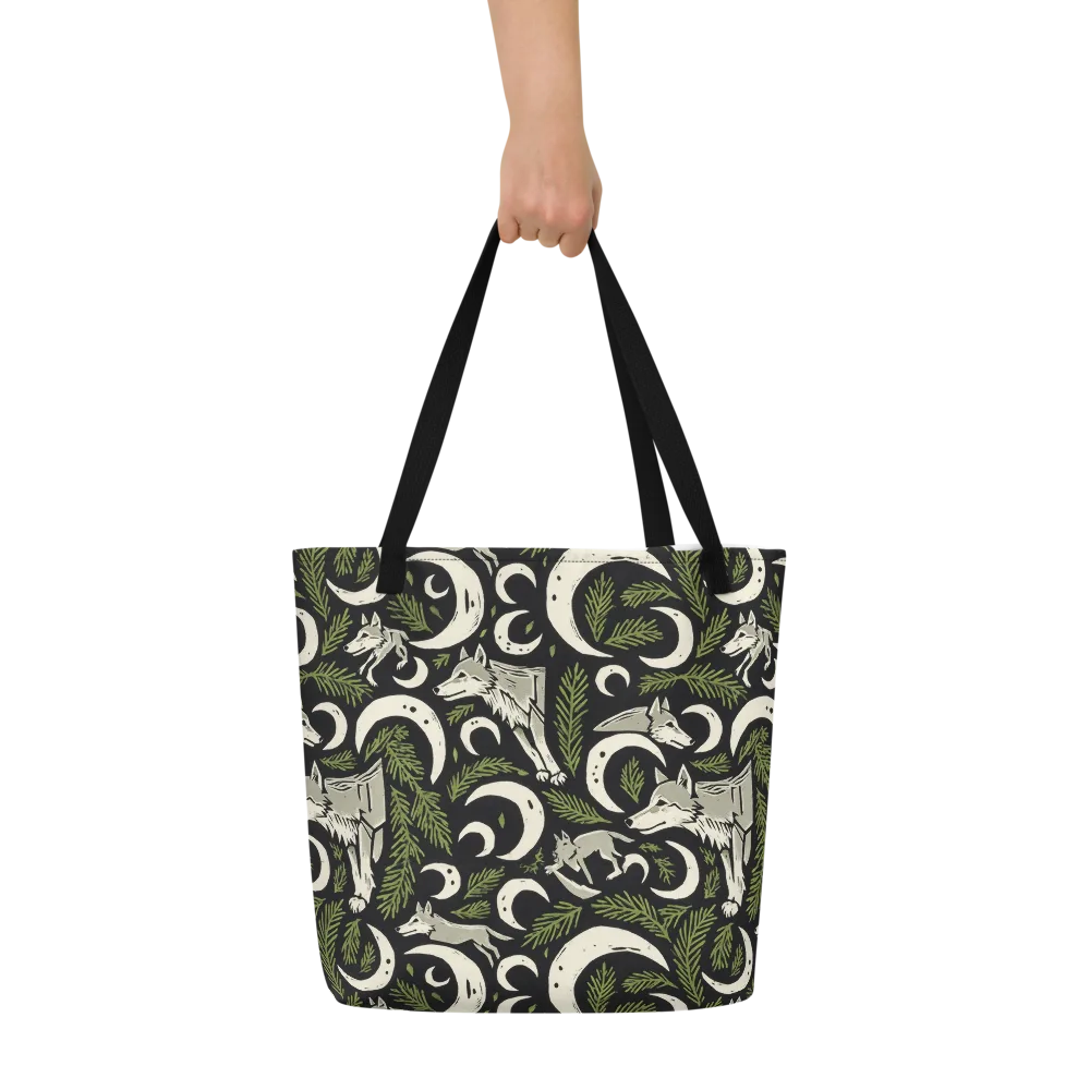 Lunar Pine Howl on Large Tote Bag W/ Pocket — Front