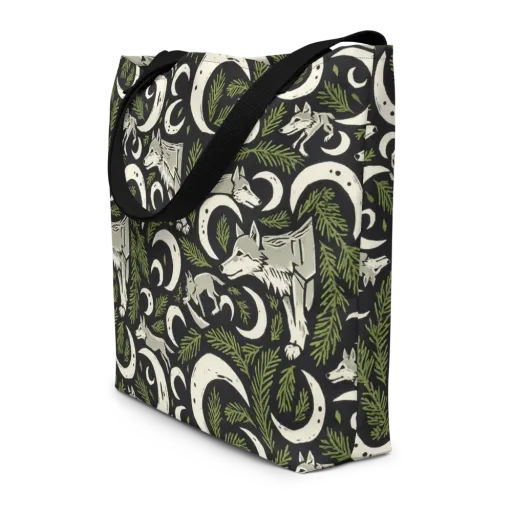 Lunar Pine Howl on a Large Tote Bag W/ Pocket