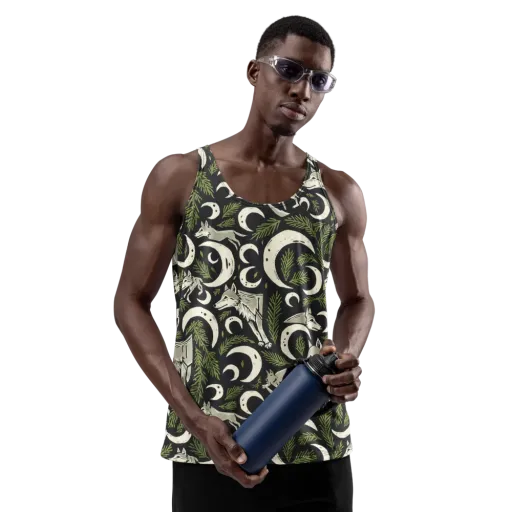 Lunar Pine Howl on a Men's Tank Top