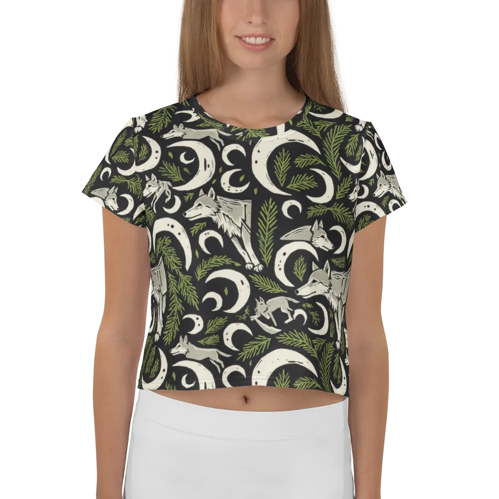 Lunar Pine Howl on Crop Tee — Front
