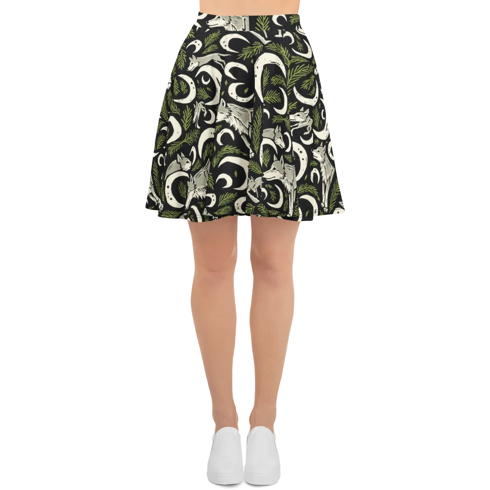 Lunar Pine Howl on Skater Skirt — Front